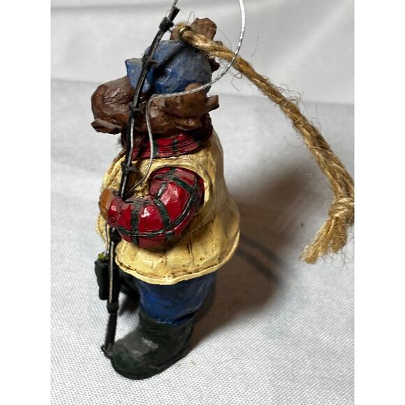 Moose Fisherman Christmas Ornament Fish on the Line Moose 3.5” Cabin woodsy - Picture 2 of 7